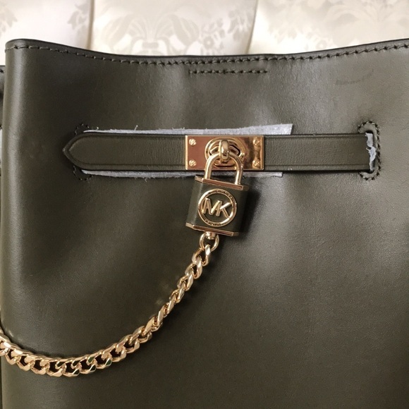 Brand New Michael Kors Genuine Leather Olive Hamilton Legacy Messenger Bag Purse - Picture 4 of 16